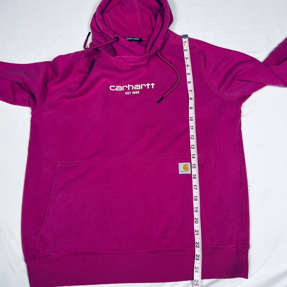 Carhartt Force Relaxed Fit Hoodie Magenta Pink Womens Medium Sweatshirt Logo - Picture 5 of 6